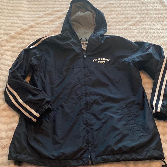 Aeropostle lined men’s XS nylon jacket Hooded. Oversized for XS. PTP about 22.5 - Picture 3 of 9